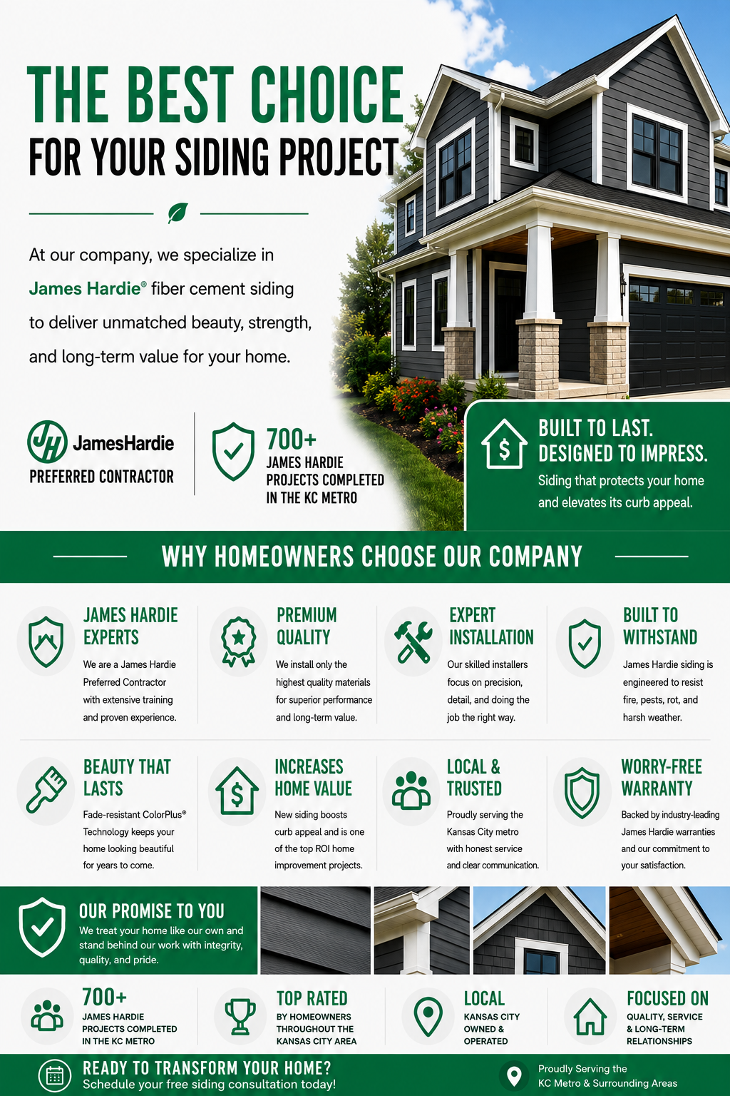 Why choose Sure Point Exteriors for your James Hardie Siding needs in Kansas City  and surrounding areas.